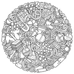 Wall Mural - science hand drawn vector doodles illustration. poster design.