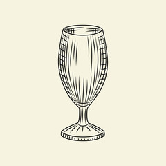 Wall Mural - Hand drawn empty beer pilsner glass. Vintage glass of beer isolated on light background.