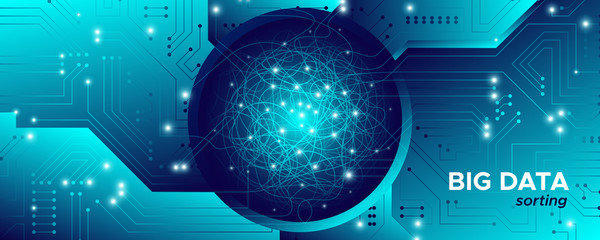 Wall Mural - big data fractal. technology network. information