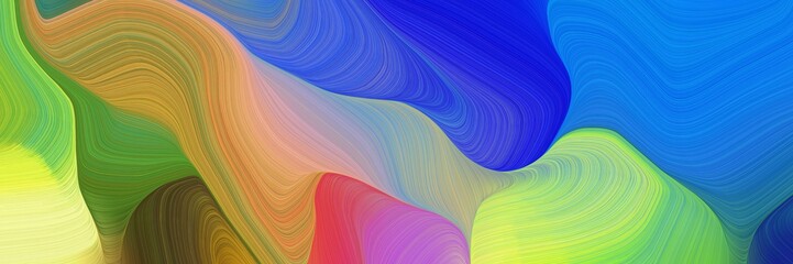 Poster - beautiful elegant graphic with steel blue, dark khaki and royal blue color. modern curvy waves background illustration for canvas or poster