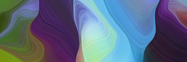 Leinwandbilder - landscape orientation graphic with waves. elegant curvy swirl waves background design with very dark magenta, very dark violet and sky blue color for canvas or poster