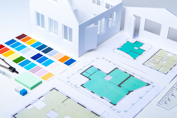 Poster - building project. integrated building design. creation architectural projects. concept - architectur
