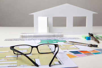 Poster - work as an architect. work on home decoration. building's facade. development of a design concept fo