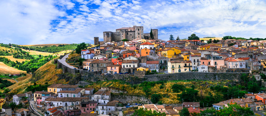 Poster - Italy travel and unique places. Scenic Medieval village (borgo) in Basilicata - Melfi with impressive castle