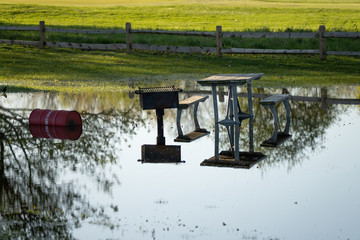 Wall Mural - michigan park has been flooded by heavy rains and water levels too high