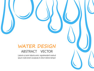 Sticker - Blue water drops run down a white background Vector abstract background