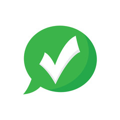 Poster - Checkmark icon. Check symbol with chat icon	
