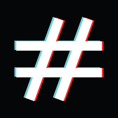 Poster - hashtag icon glitch old screen design	
