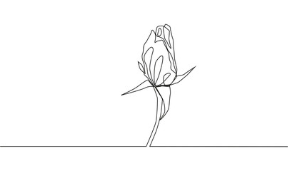 Wall Mural - One line rose design - Hand drawn minimalism style