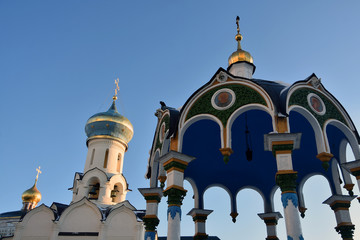 Architecture of Trinity Sergius Lavra, Sergiyev Posad, Russia. Color photo.