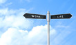 © New Africa - Signpost against beautiful blue sky, space for text. Concept of balance between work and life