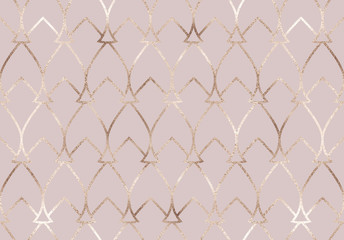 Wall Mural - Art deco seamless pattern with gold tiles.