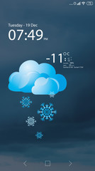 Wall Mural - weather forecast widget on screen. mobile application