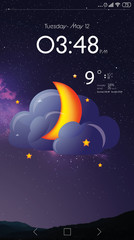 Wall Mural - weather forecast widget on screen. mobile application