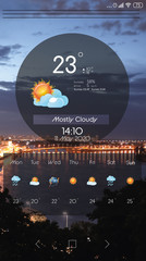 Wall Mural - weather forecast widget on screen. mobile application