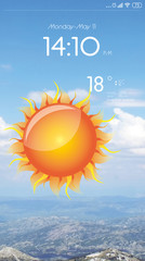 Wall Mural - weather forecast widget on screen. mobile application