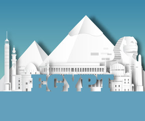 Egypt Landmark Global Travel And Journey paper background. Vector Design Template.used for your advertisement, book, banner, template, travel business or presentation.