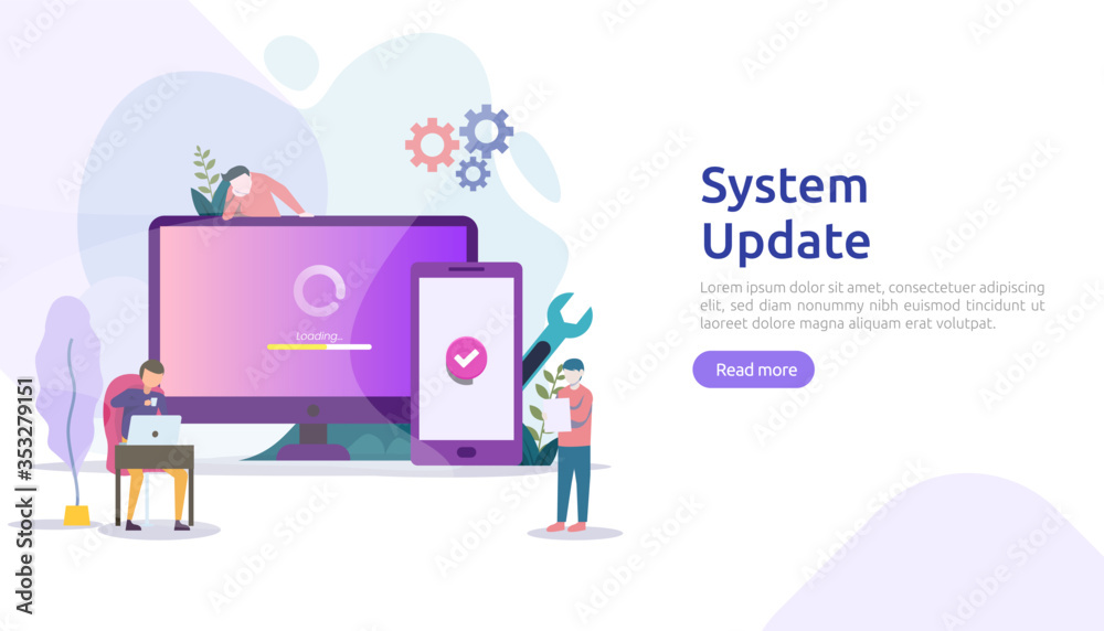 Vetor operation system update progress concept. data synchronize ...