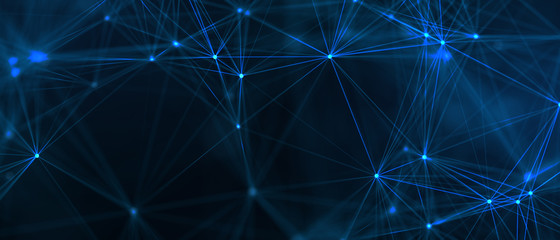 Wall Mural - Abstract futuristic - technology with polygonal shapes on dark blue background. Design digital technology concept. 3d illustration.