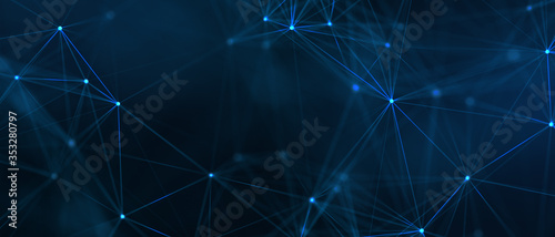 Fotografía Abstract futuristic - technology with polygonal shapes on dark blue background