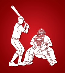 Baseball player action cartoon sport graphic vector.