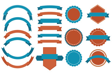Poster - Vector image of a label with a ribbon. Emblem in retro design. Stock Photo.