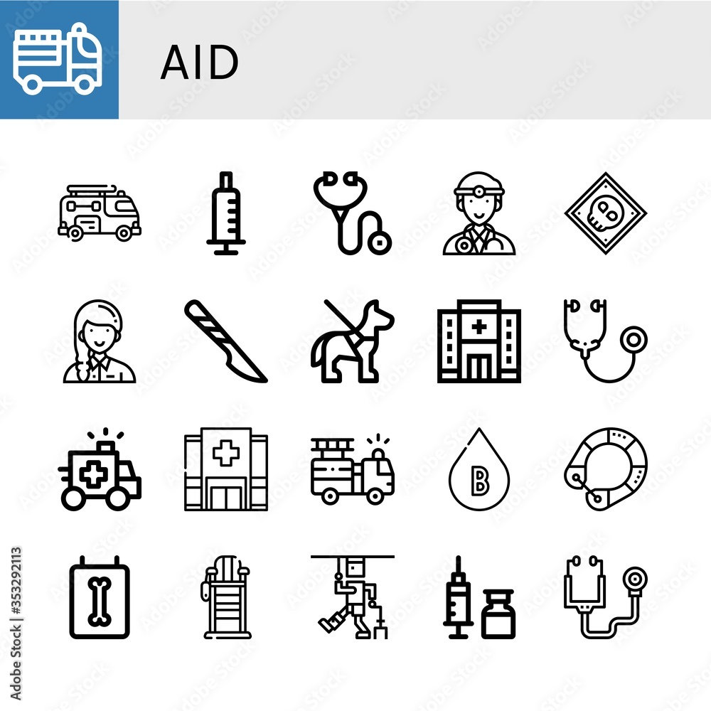 Set of aid icons - obrazy, fototapety, plakaty 