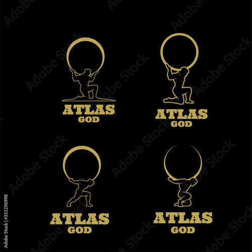 Fotografía set collection gold atlas god logo icon design