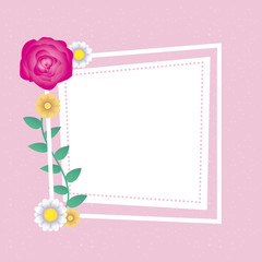 Sticker - floral decorative card template with square frame