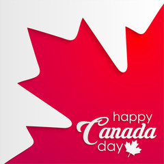 Wall Mural - Happy Canada Day calligraphy lettering with red maple leaf. vector illustration. paper art style