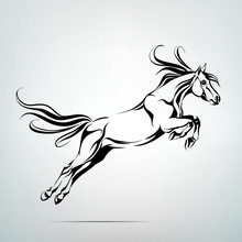 Silhouette Of A Horse In A Jump