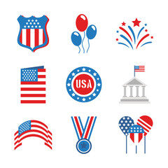 Canvas Print - bundle of independence day usa icons