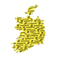 Wall Mural - Ireland Quarantine Yellow Tape country of Europe, European map illustration, vector isolated on white background