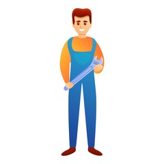 Poster - Repairman with wrench icon. Cartoon of repairman with wrench vector icon for web design isolated on white background