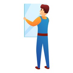 Poster - Repairman change window icon. Cartoon of repairman change window vector icon for web design isolated on white background