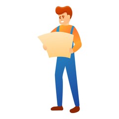 Poster - Repairman plan map icon. Cartoon of repairman plan map vector icon for web design isolated on white background