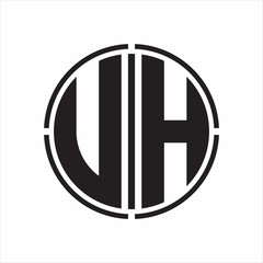 UH Logo initial with circle line cut design template on white background