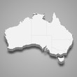 australia 3d map with borders Template for your design