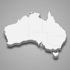 australia 3d map with borders template for your design