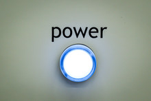 Big Blue Button With An Inscription "power"