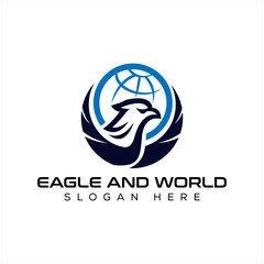 Wall Mural - vector logo designs of Eagle and the circular world are simple and elegant