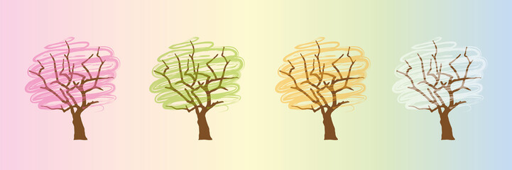 Wall Mural - tree four seasons winter spring summer autumn vector illustration EPS10