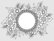 frame with floral ornament anti stress coloring page