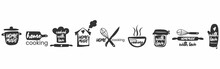 Set Of Hand Drawn Simple Kitchen Phrases - Homemade,with Love, Home Cooking, Cooked With Love. Badges, Labels And Logo Elements, Retro Symbols For Bakery Shop, Cooking Club, Cafe, Or Home Cooking.