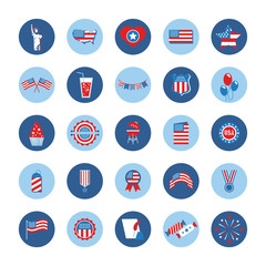 Wall Mural - bundle of independence day usa icons