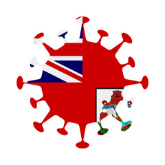 Flag of Bermuda in virus shape. Country sign. Vector illustration.