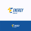 Energy logo. Lightning energy logo template. Letter green electric logotype with letter e