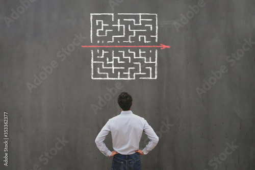Cuadros en Lienzo simple easy fast solution concept, problem solving, business man thinking about