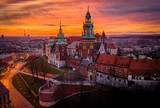 Fototapeta Psy - Wawel castle at dawn, Cracow, Poland