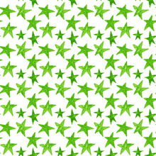Watercolor Pattern Of Green Stars. Hand-drawn Ornament Isolated On White Background.